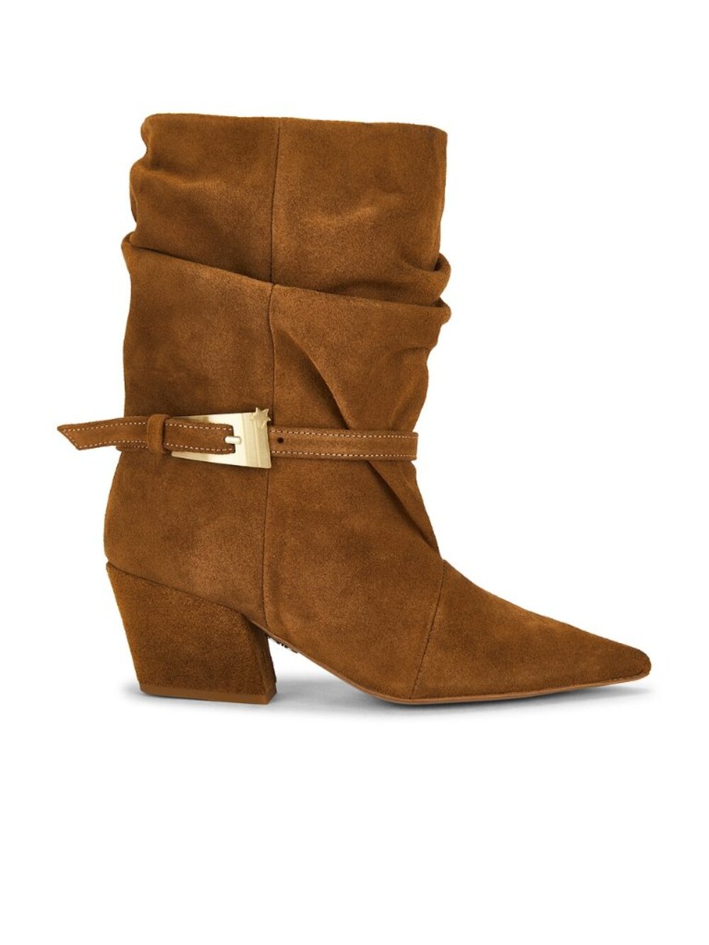 Aniye By Cowboy Baby Boot in Cognac brown suede ankle high heeled
